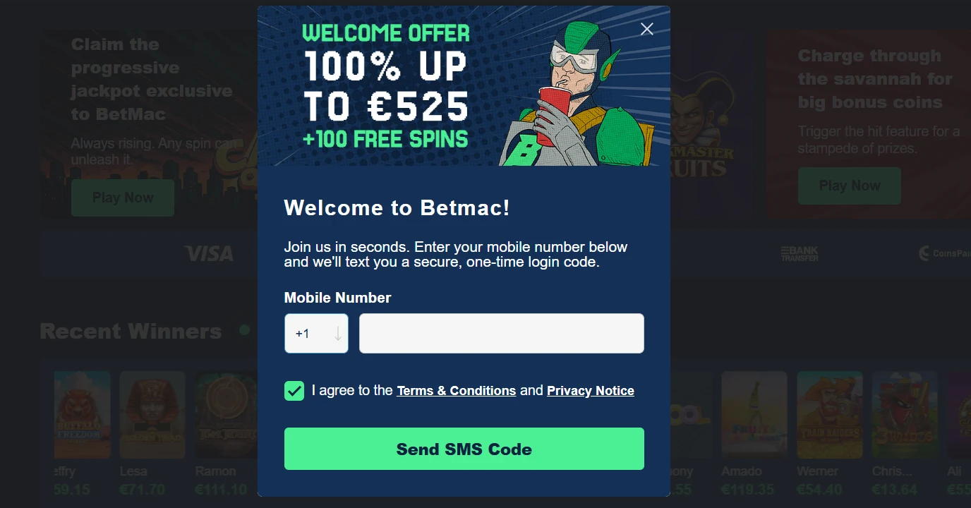 betmac casino register